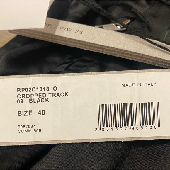 NWT💕Rick Owens Drawstring Cupro Crop Track Pants in Black Size 4 - Picture 14 of 16
